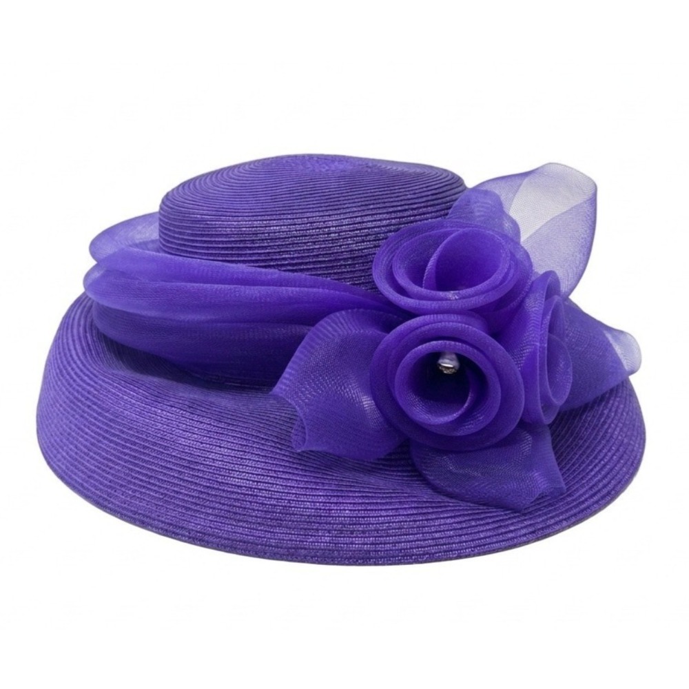 Vintage Betmar New York Purple Straw Fancy Bow Church Derby Sun Hat